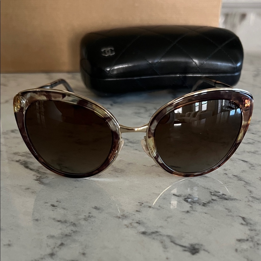 Chanel Gold and Black Sunglasses - Picture 2 of 6